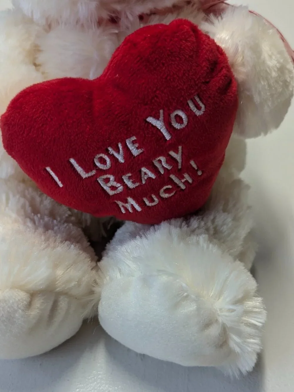 White Valentine's Day Stuffed Bear